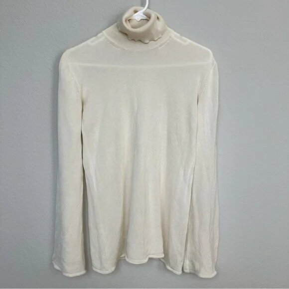 Yves Saint Laurent Cream Turtleneck Sweater Bell Sleeves XL - Picture 1 of 12